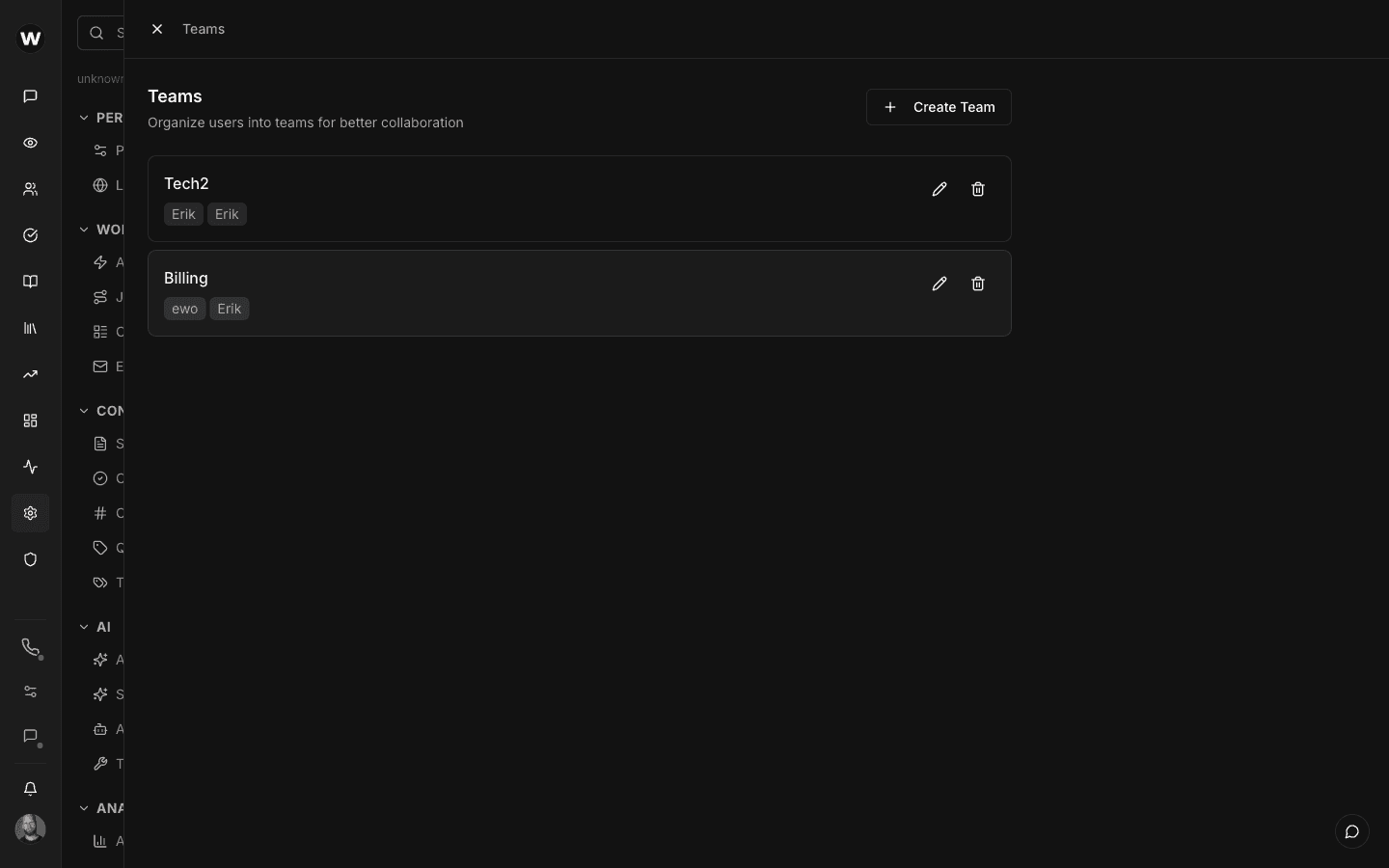 Agent availability and team status