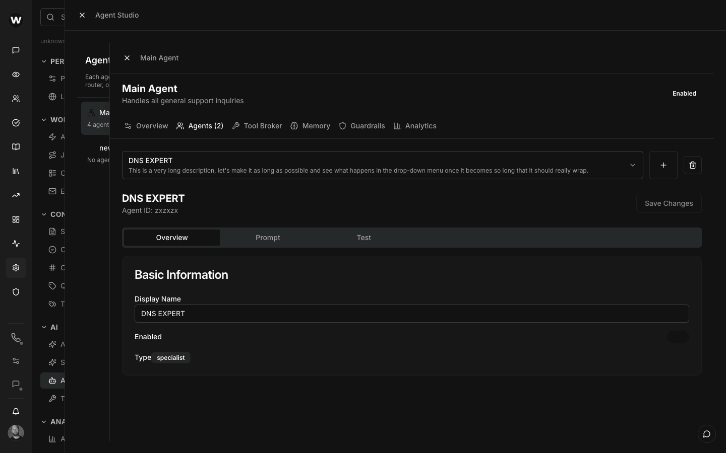 AI agent specialist configuration