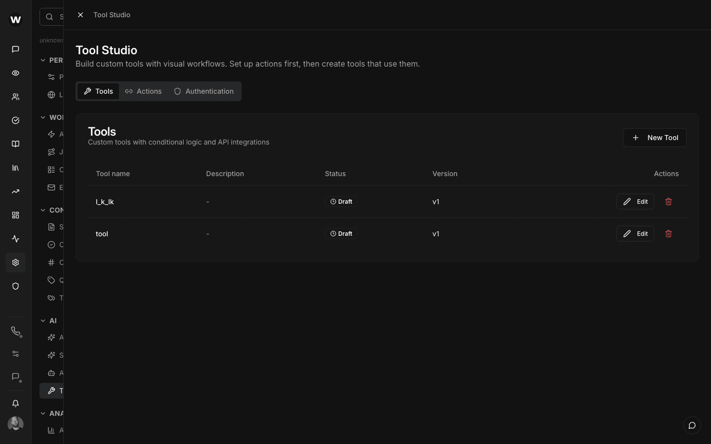 Tool Studio visual workflow builder