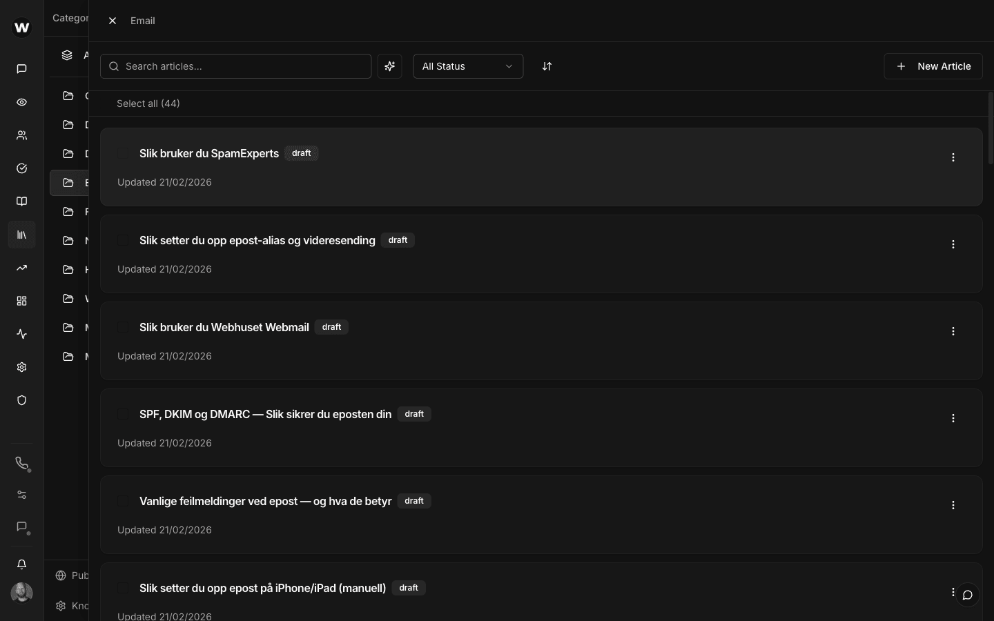 Knowledge Base article management