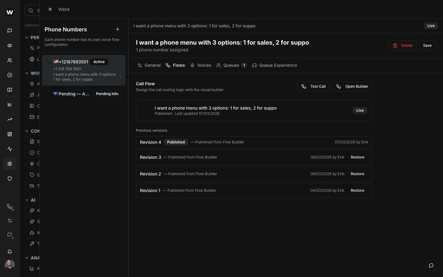 Call queue management