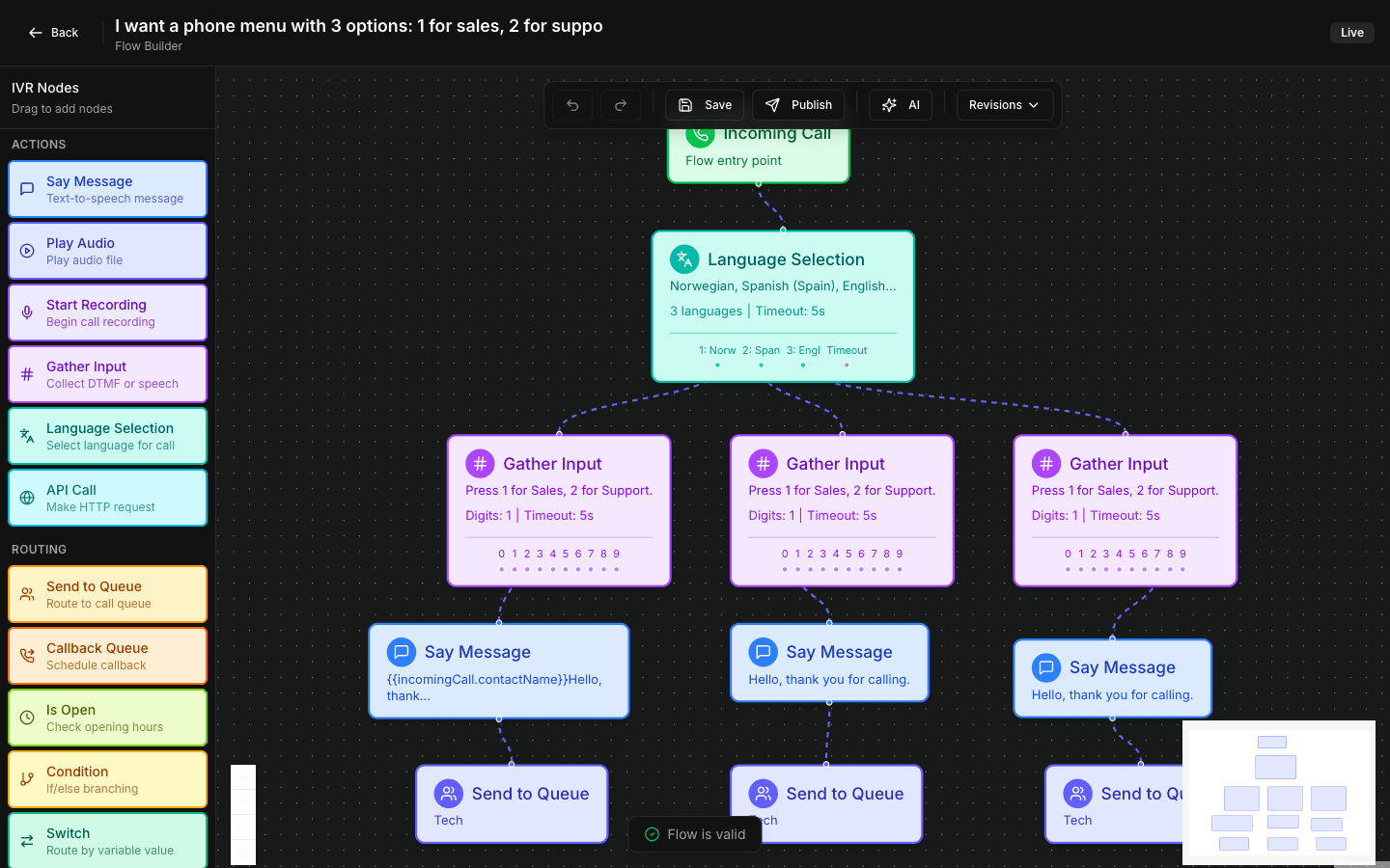 Visual IVR flow builder